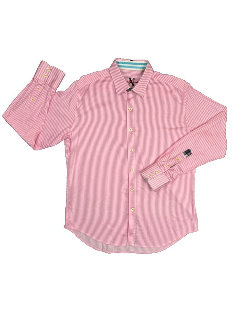 Robert Graham Shirt Mens Large L Tailored Fit Pink Striped Long Sleeve Button Up